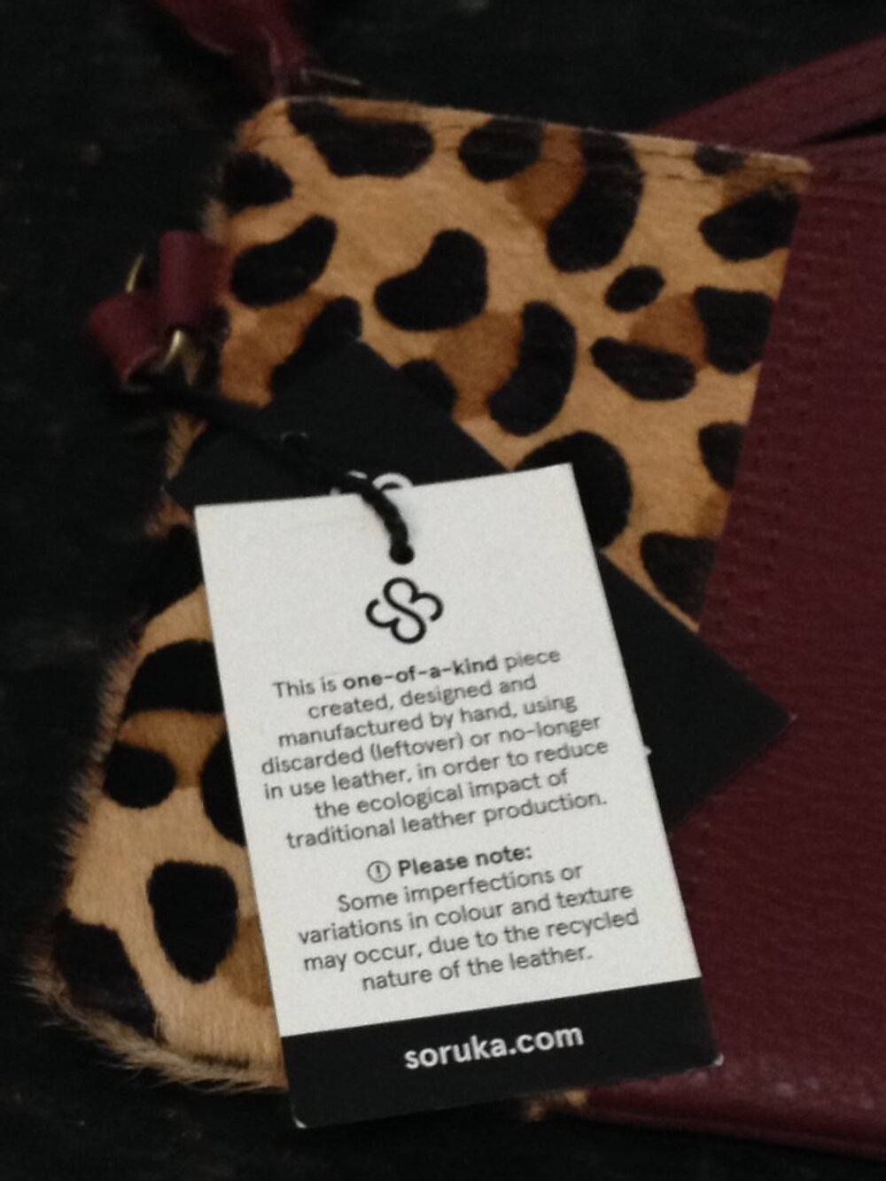 NWT Soruka "Barcelona" Recycled leather Wristlet Tassels Cheetah Print Trendy - Picture 3 of 7